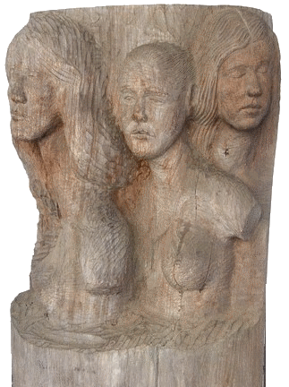 Tr�s Gra�as - escultura em madeira