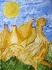 Gallo tra le bottiglie